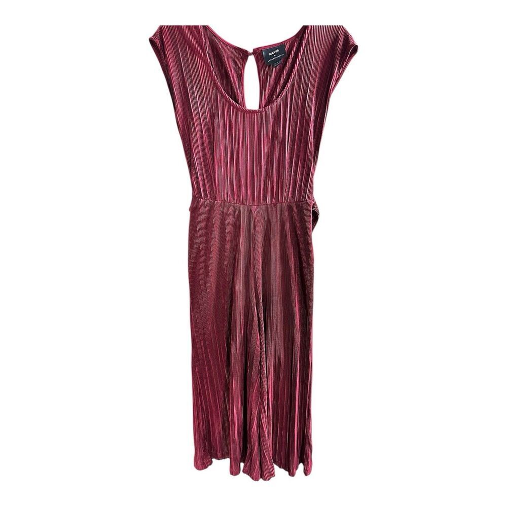 Anthropologie Maeve Sonata Wide Leg‎ Pleated Cropped Jumpsuit sz 2 Ribbed Red